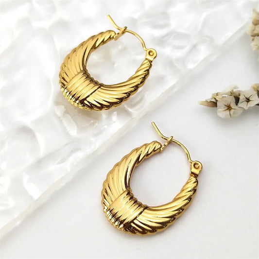 Classic Bold Hoops – European Style 18K Gold Stainless Steel Earrings