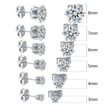 Ione Elegant Women's Stud Earrings – Hypoallergenic Stainless Steel & Multi-Size CZ – 18K Gold Plated, Perfect Gift for Her